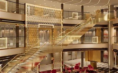 爱达花城号邮轮中庭广场